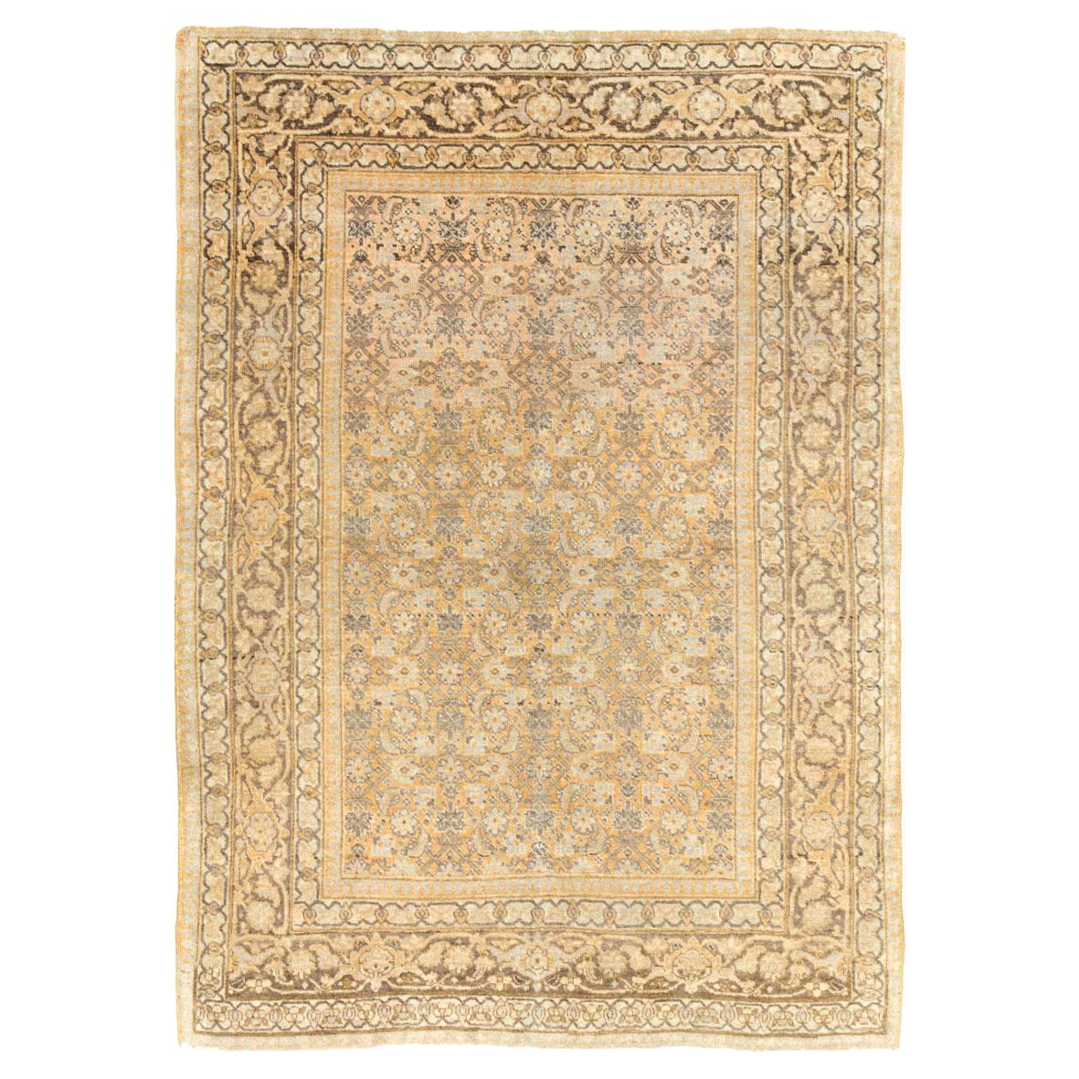 Early 20th Century Handmade Persian Tabriz Accent Rug For Sale