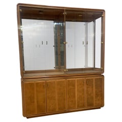 Vintage Art Deco American of Martinsville Burlwood Mirror China Cabinet