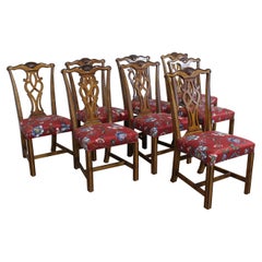 Set of 8 Chippendale Mahogany Straight Leg Dining Chairs