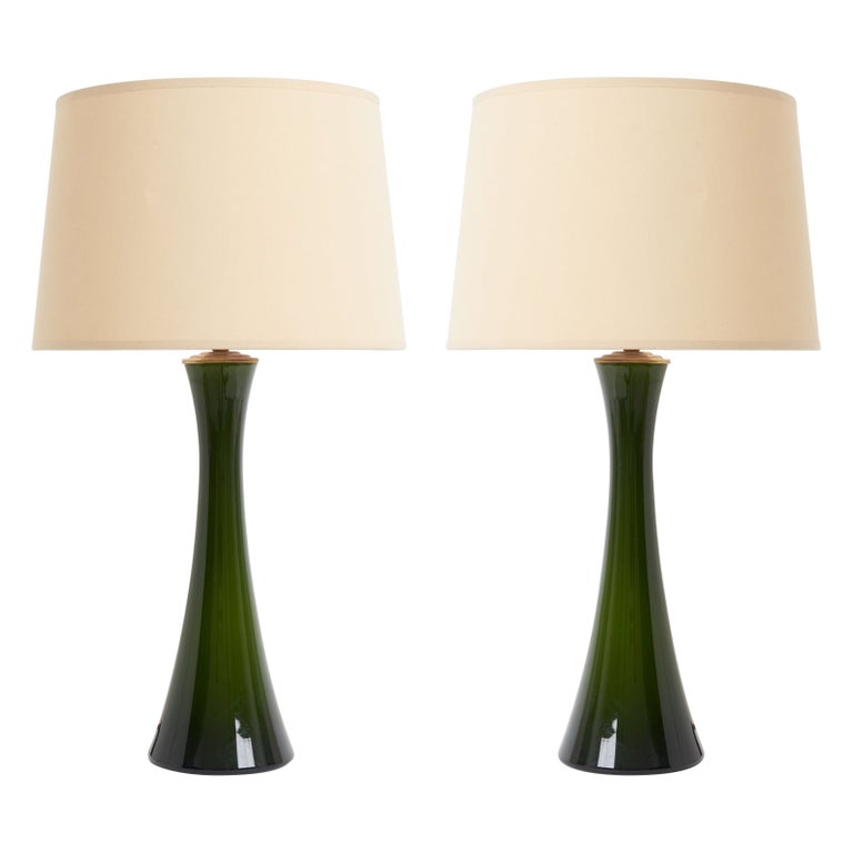 Pair of Green Glass Table Lamps by Berndt Nordstedt For Sale at 1stDibs