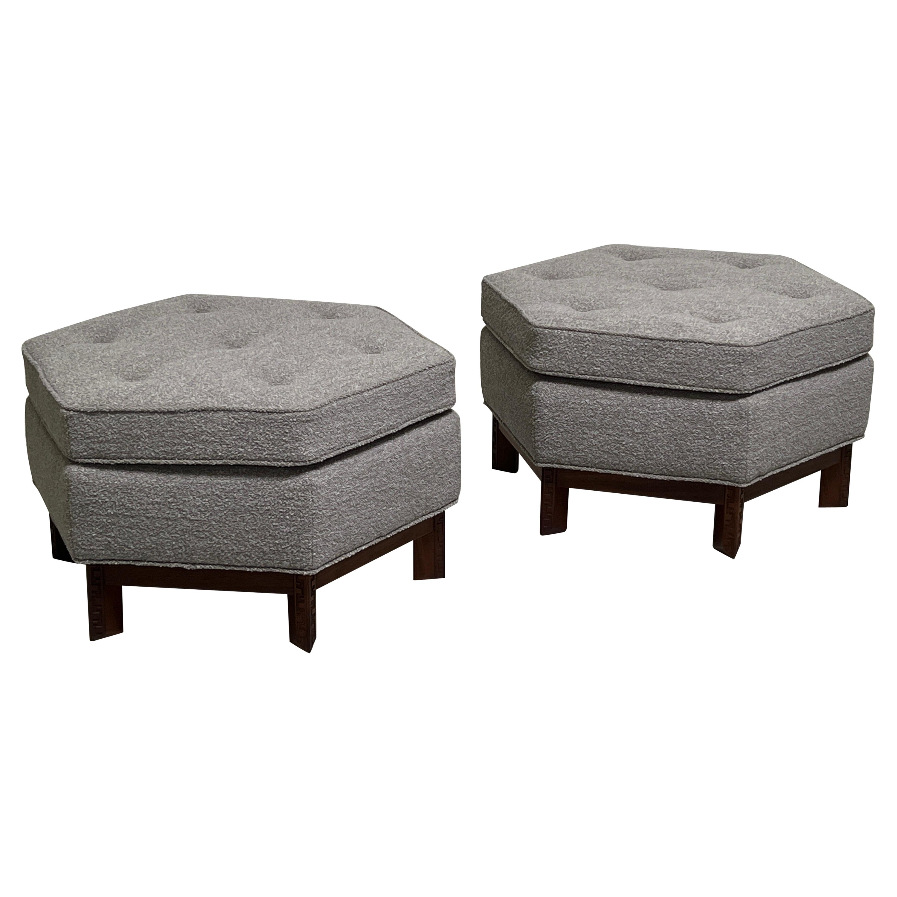 Pair of Hexagonal Ottomans by Frank Lloyd Wright for Henredon