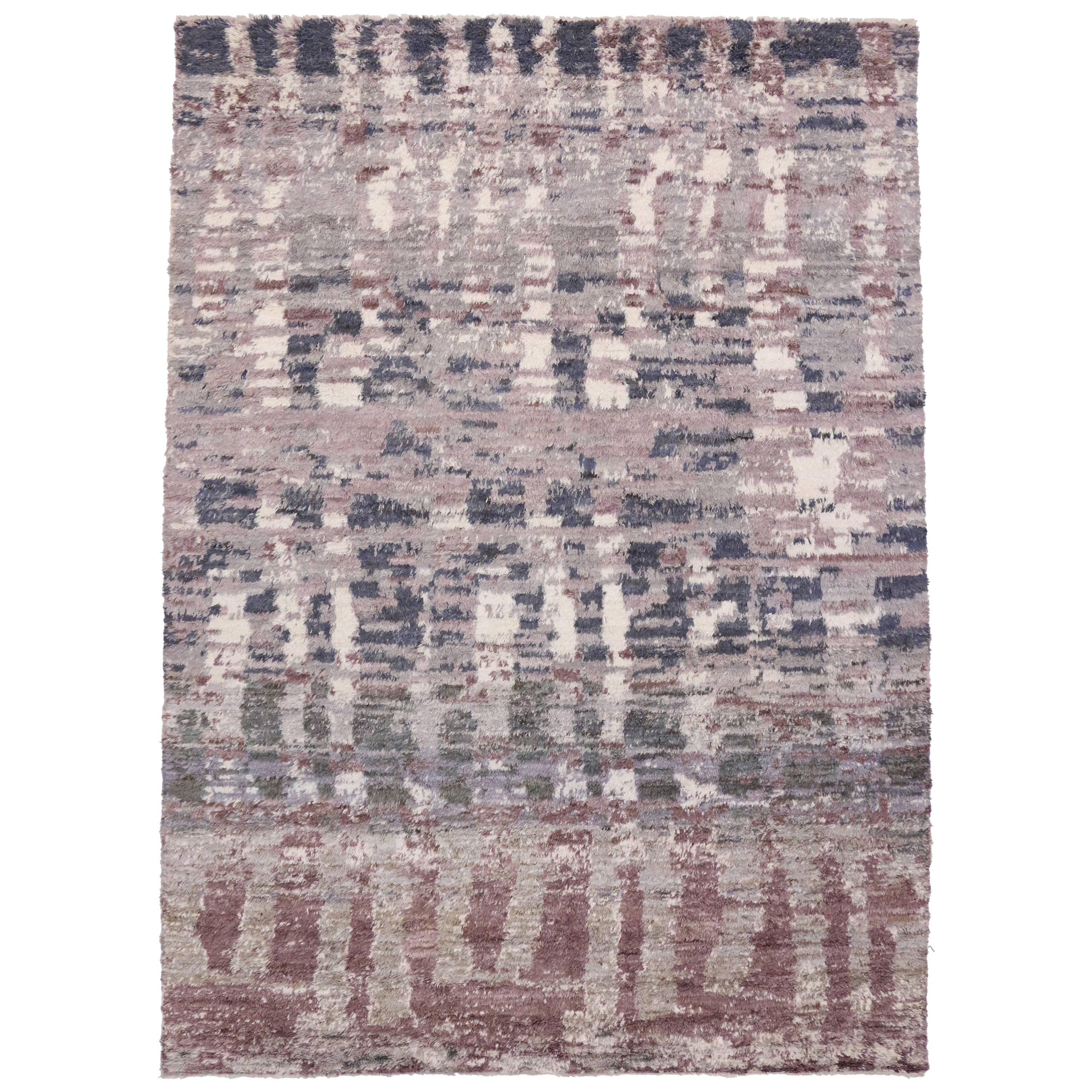 Contemporary Moroccan Style Area Rug with Postmodern Memphis Style