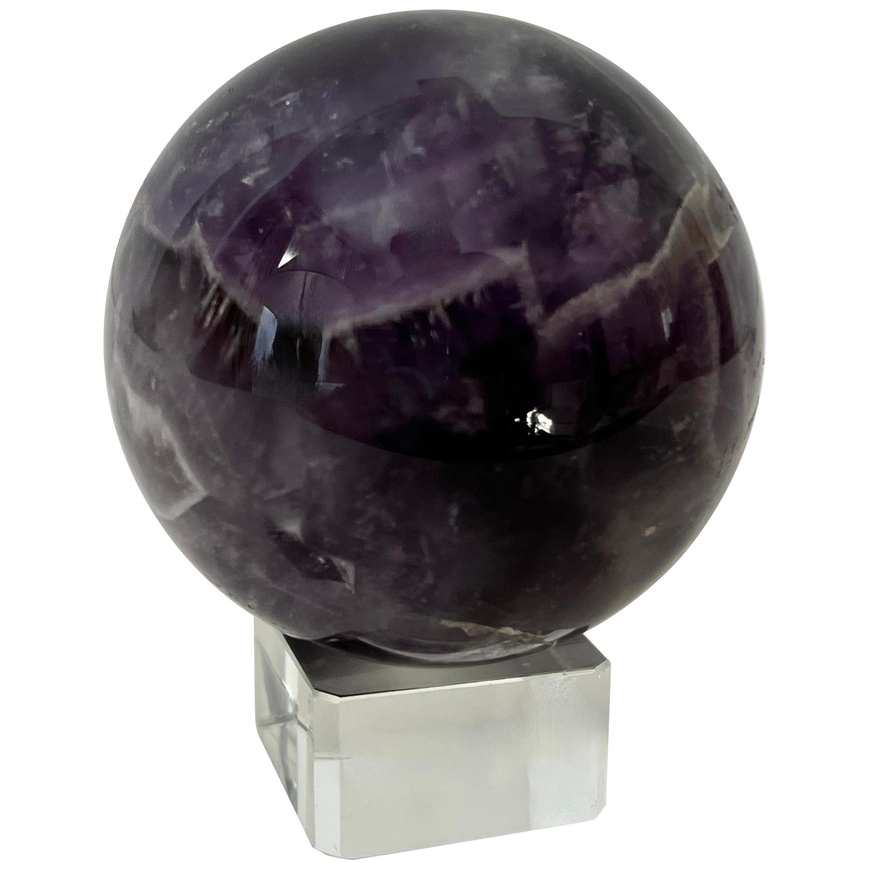 Amethyst Paperweight on Crystal Stand For Sale