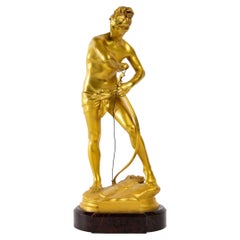 Gilt Bronze Group, Sarpédon, Signed, Henri Peinte, Period, 19th Century