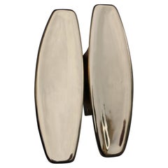 Italian Midcentury Pair Handles Solid Brass Made in Italy Gio Ponti Style, 1950s