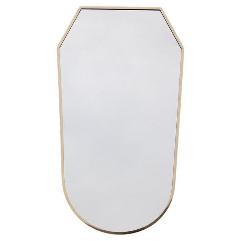 Midcentury Geometric Shape Wall Mirror in Solid Brass 1950s Made in Italy For Sale