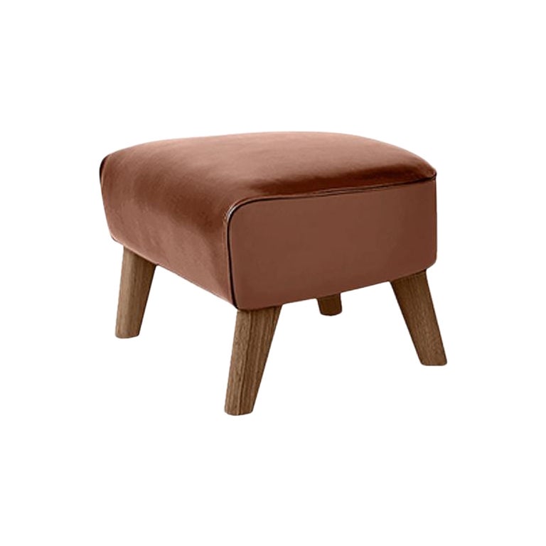 Brown Leather and Smoked Oak My Own Chair Footstool by Lassen For Sale