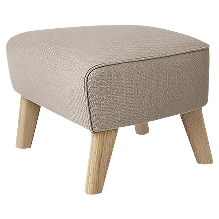Beige and Natural Oak Sahco Zero Footstool by Lassen For Sale