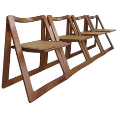 Pierangela D’Aniello and Aldo Jacober Italian Wood Cane "Trieste" Chairs, 1960s