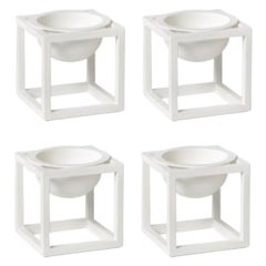 Set of 4 White Mini Kubus Bowls by Lassen