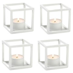 Set von 4 weißen Kubus T-Kerzenhaltern von Lassen