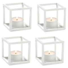 Set of 4 White Kubus T Candle Holders by Lassen