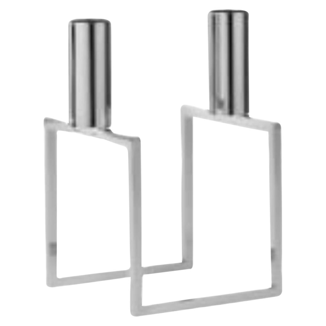 Nickel Plated Line Candle Holder by Lassen For Sale