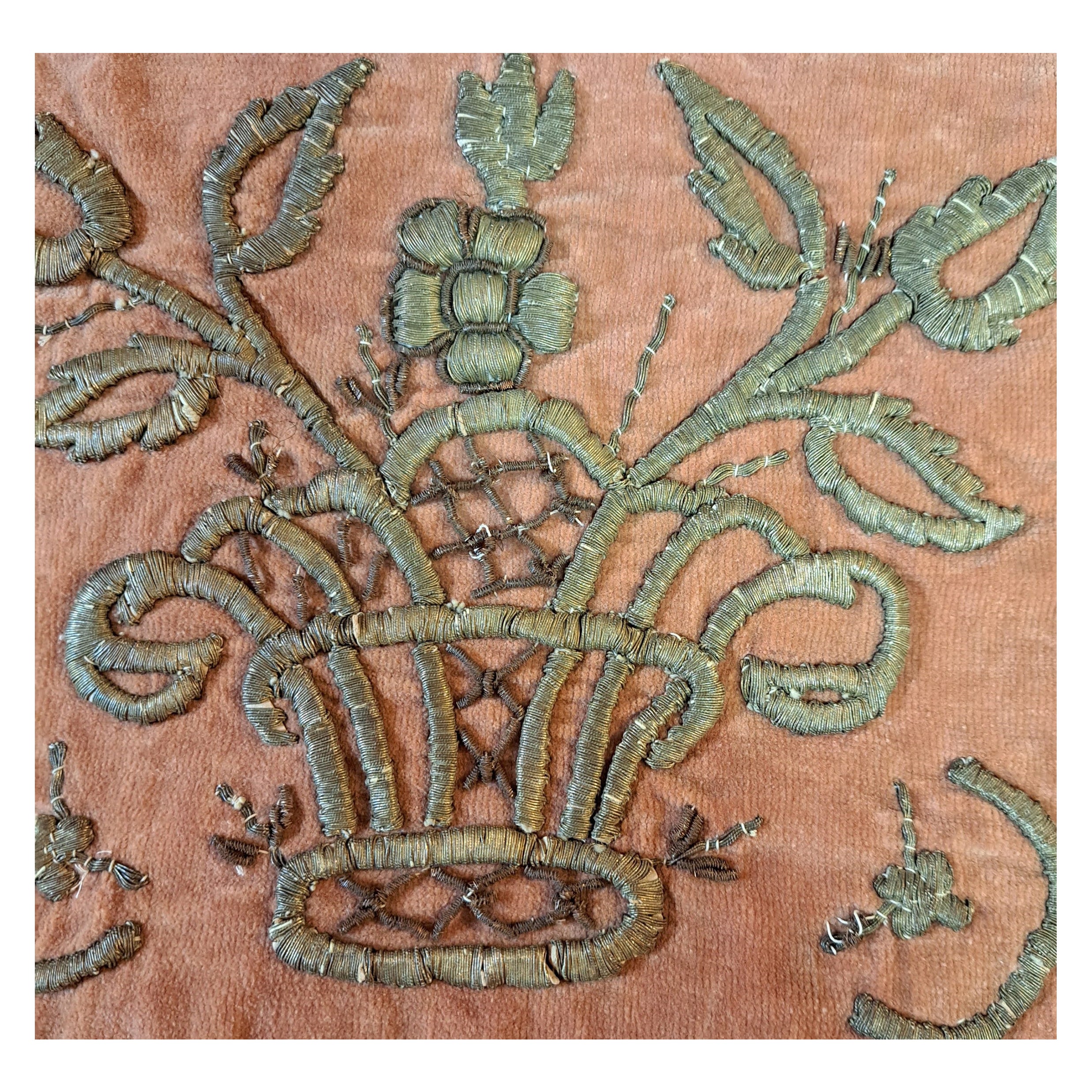 Ottoman Velvet Embroidered Panel For Sale