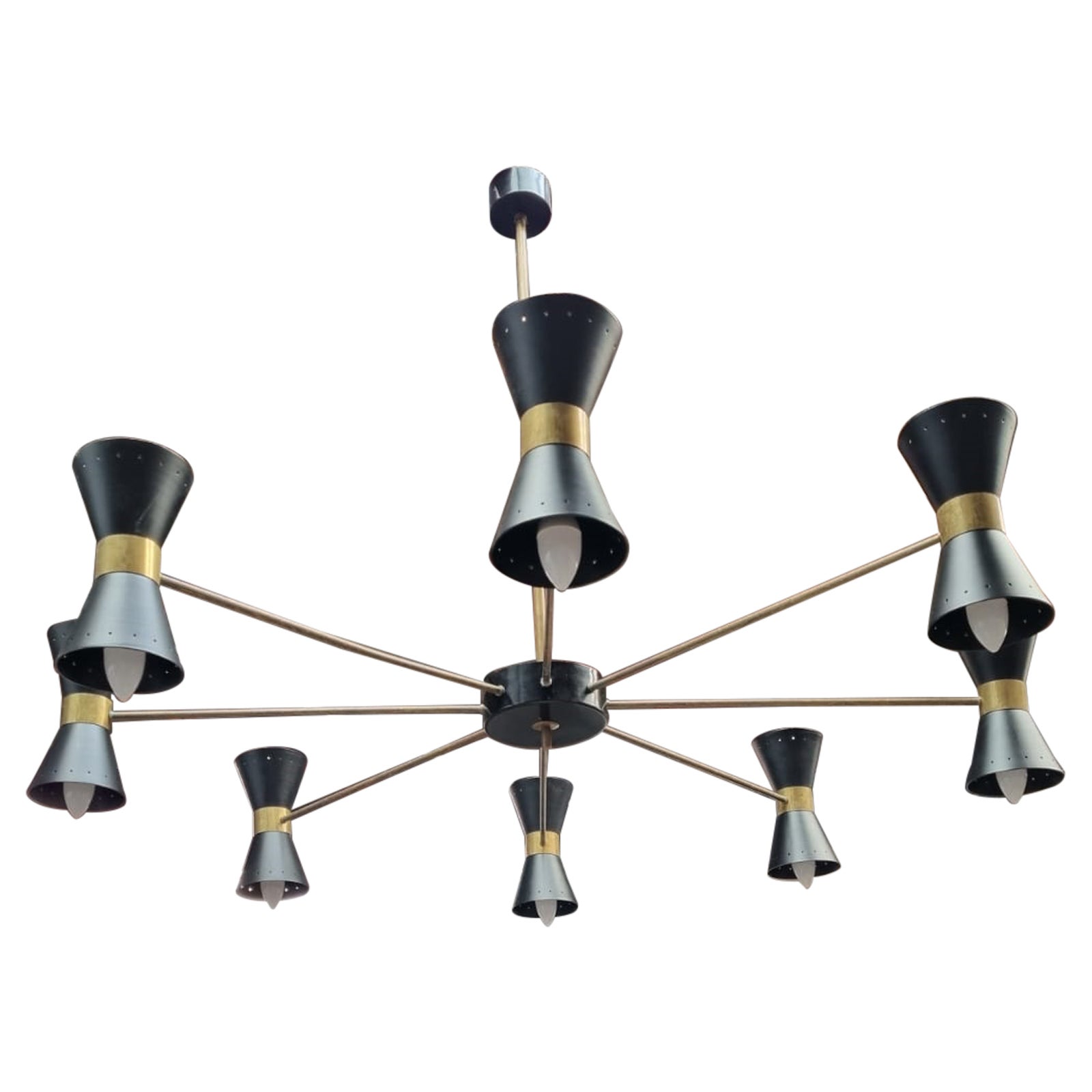 Beautiful Vintage Ceiling Lamp in the Style of Sarfatti Stilnovo, Italy, 1950s For Sale