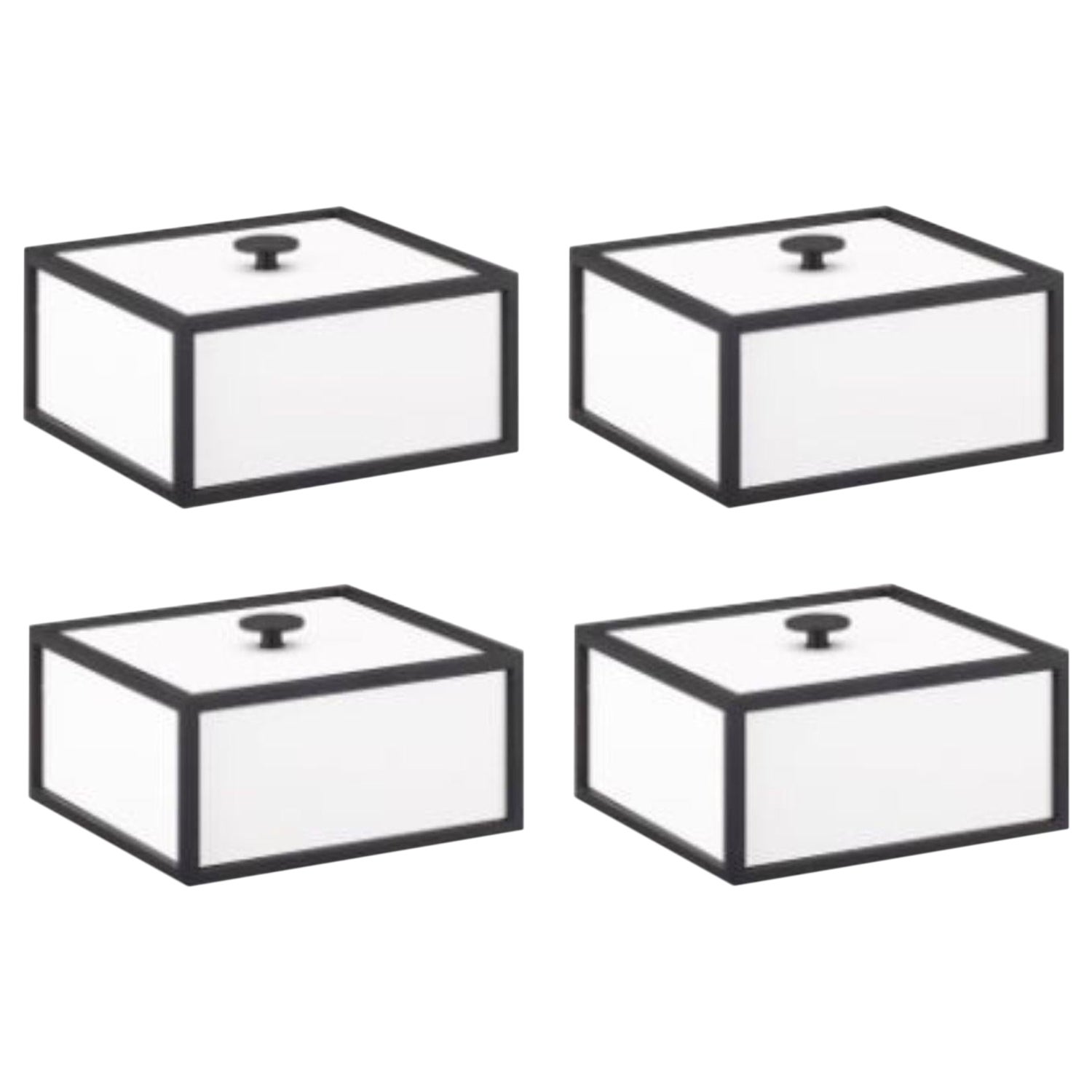 Set of 4 White Frame 14 Box by Lassen For Sale at 1stDibs