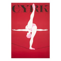 Vintage Cyrk Woman on Tightrope 1967 Polish Circus Poster, Wiktor Gorka