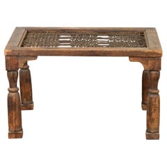 Indian Antique Window Grate Made into a Coffee Table with Turned Baluster Legs