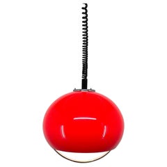 Vintage Midcentury Red Pendant with Chrome by Harvey Guzzini for Meblo, Italy