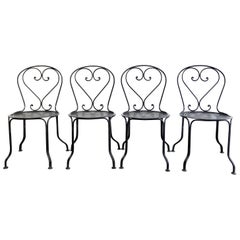Set of 4 Black French Metal Outdoor Chairs