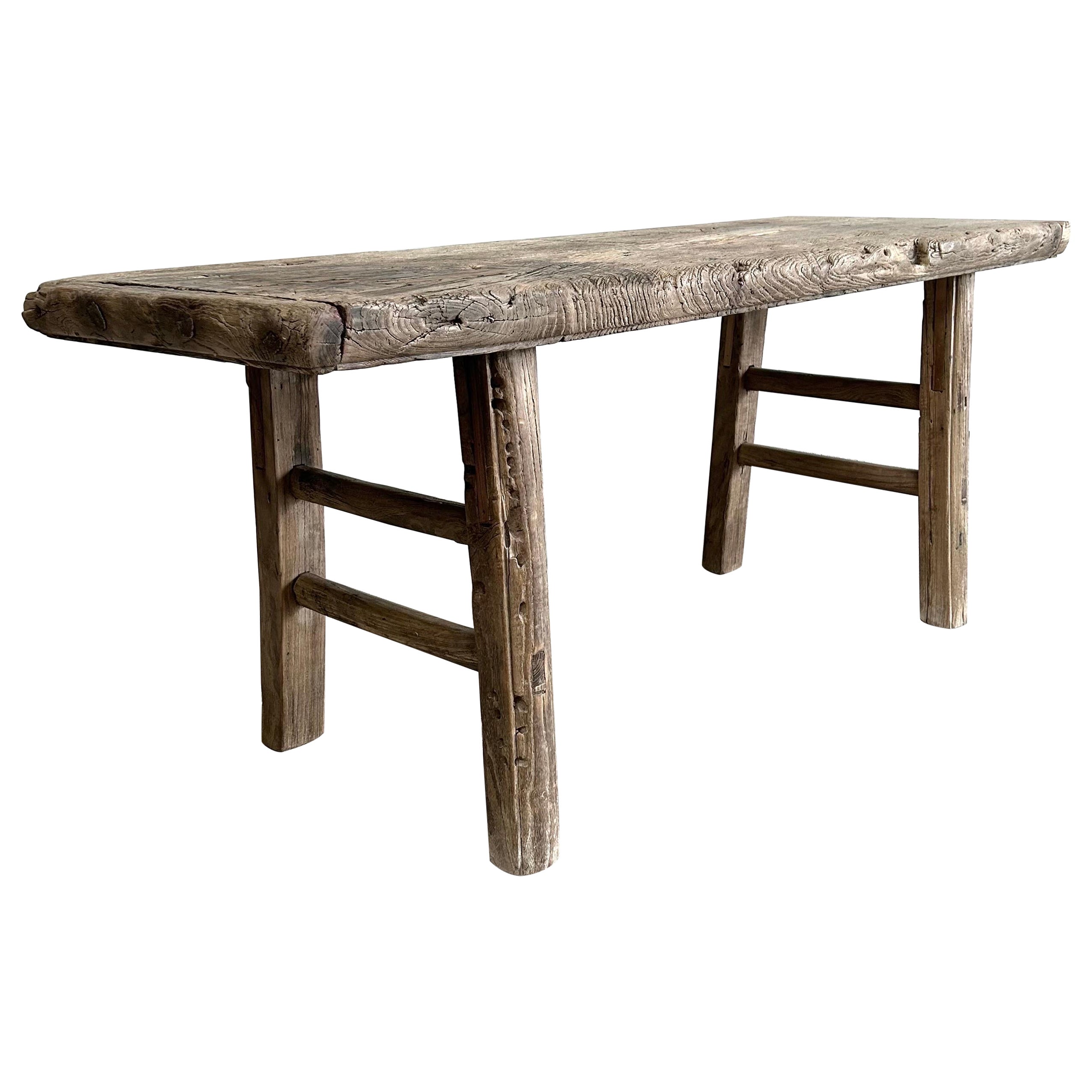 Table basse ou banc en bois d'orme antique