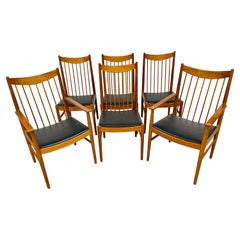 Midcentury Danish Modern Teak Spindle Dining Chairs