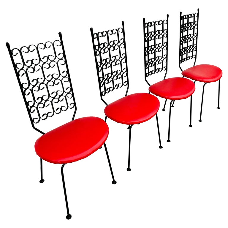 MidCentury Modern Arthur Umanoff Wrought Iron Patio Chairs For Sale at