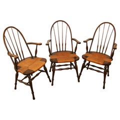 Three Windsor Chairs with Rush Seating