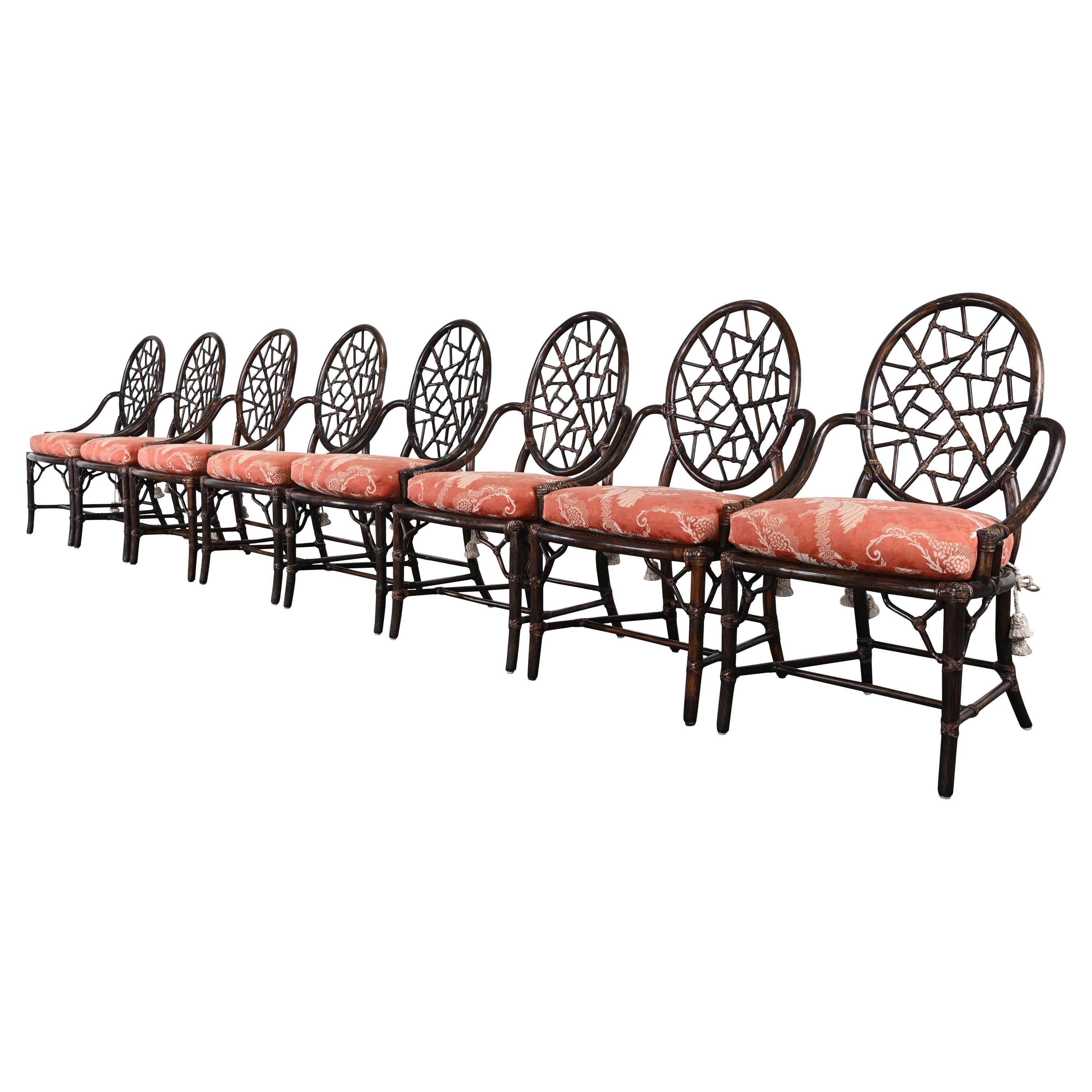 Set of Eight Rattan Dining Chairs by McGuire, 1980s