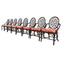 Used Set of Eight Rattan Dining Chairs by McGuire, 1980s