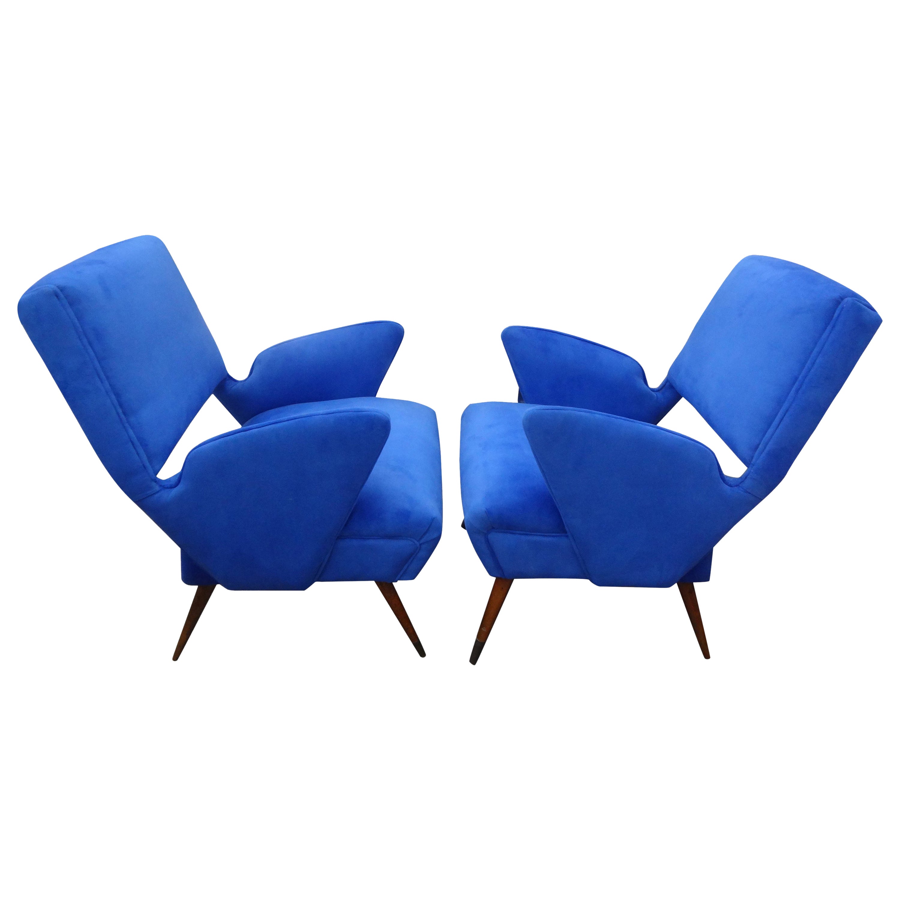 Near Pair of Italian Gio Ponti Inspired Lounge Chairs