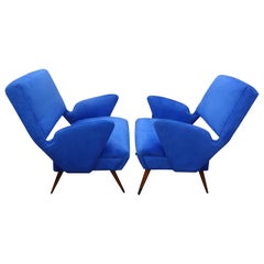 Near Pair of Italian Gio Ponti Inspired Lounge Chairs