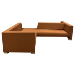 Vladimir Kagan Großes, maßgefertigtes, L-förmiges Sofa aus rostfarbenem Boucle, Vintage-Zertifikat