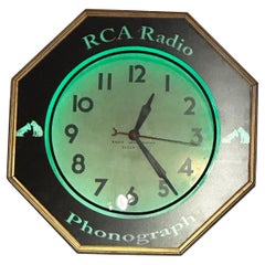 Original Art Deco Green Neon Hexagon Antique RCA Radio and Phonograph