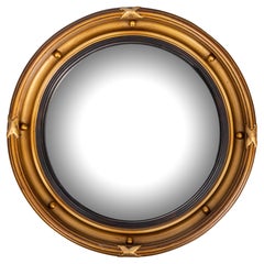 English Regency Style Giltwood Round Bullseye Convex Mirror, circa 1930