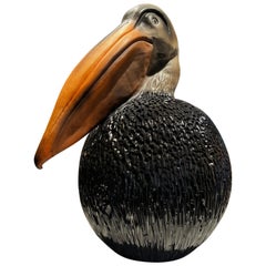 Pelican Ceramic Sculpture Centerpiece, Completely Handmade Without Mold, 2023