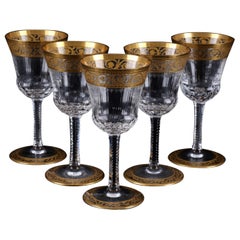 Precious 5 Saint Louis Dessert Wine Glasses Gold Crystal Faceted