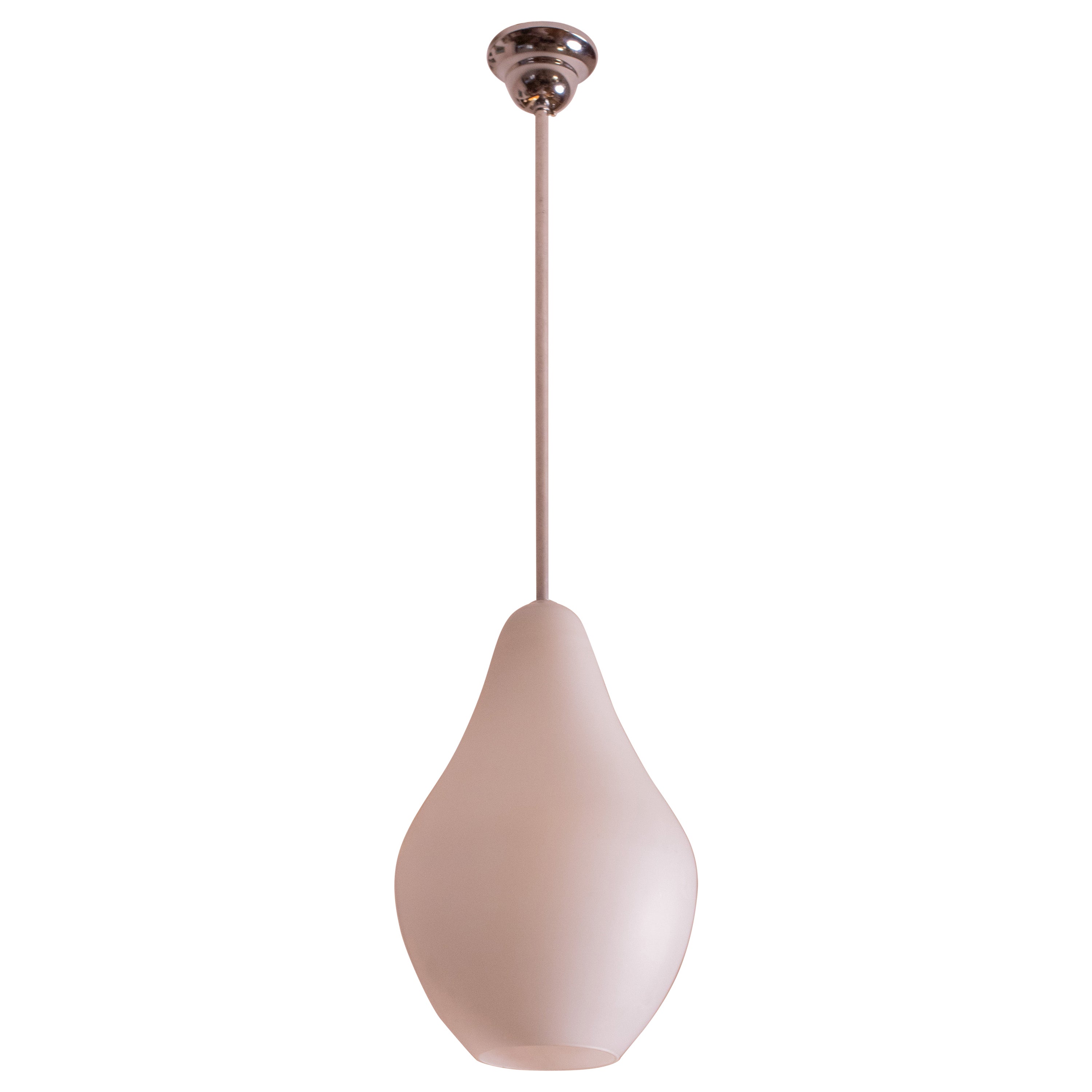 Stilnovo "Pear" Pendant in Opaline Glass, 1970s