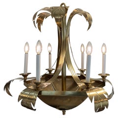 1980s Hollywood Regency Palm / Acanthus Chandelier