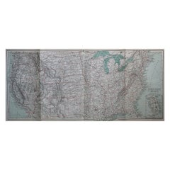 Original Antique Map of The United States of America, circa 1890
