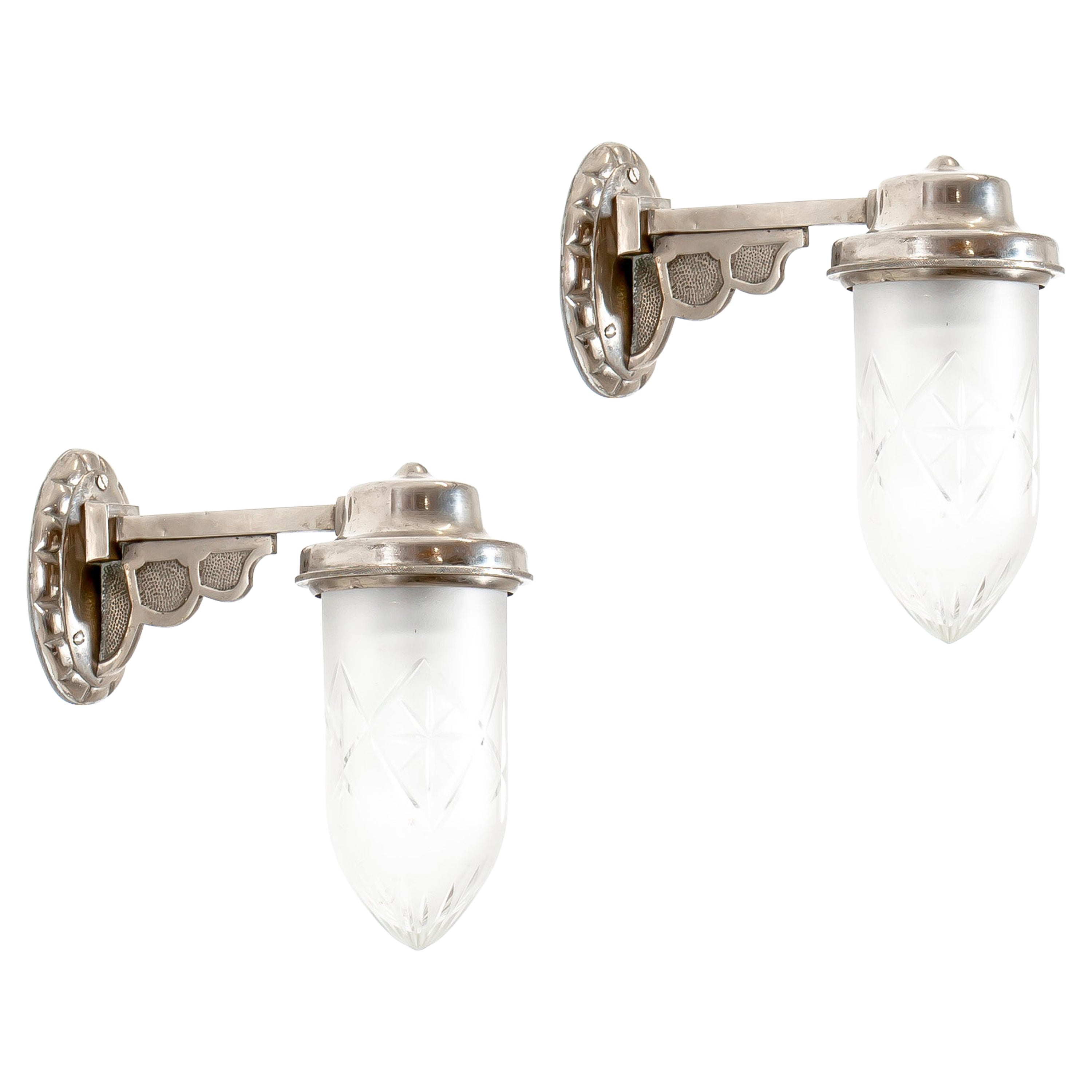 Pair of Art Deco Wall Lights, Norway, 1930s