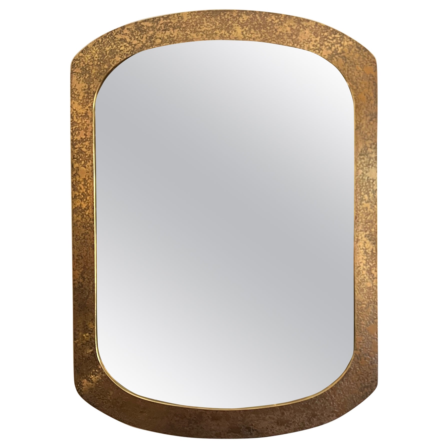 Unusual Mirror with Etched Brass Decoration