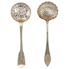 Magnifique ensemble de deux cuillères à égoutter : XIXe siècle - Argent sterling