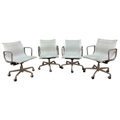 MCM Herman Miller Style Low Back White Mesh Office Chairs, Set of 4