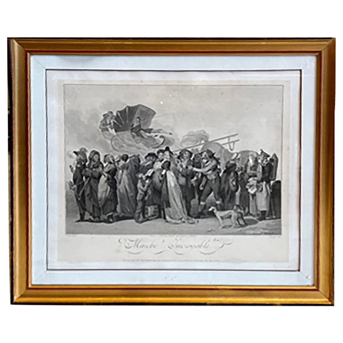 Gravure pointillée - Intitulée Marche Incroyable - Boilly Et Bonnefoy - XVIIIe siècle  en vente
