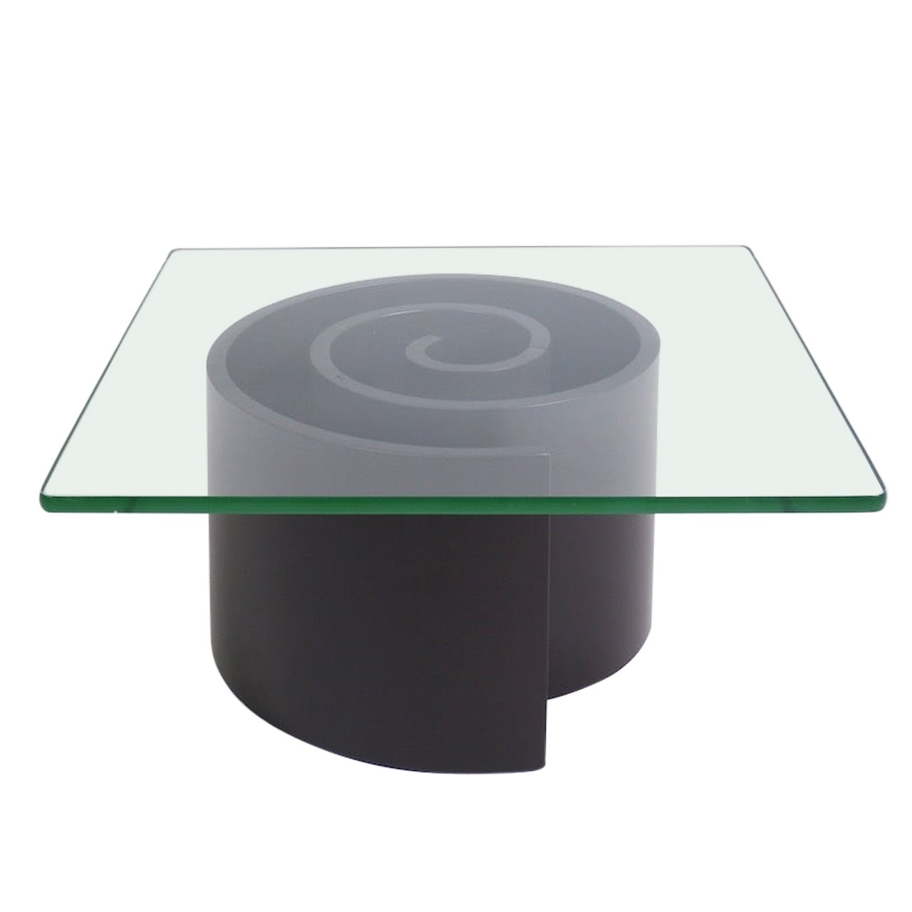 Spiralling Wood and Glass Coffee Table, circa 1970 For Sale