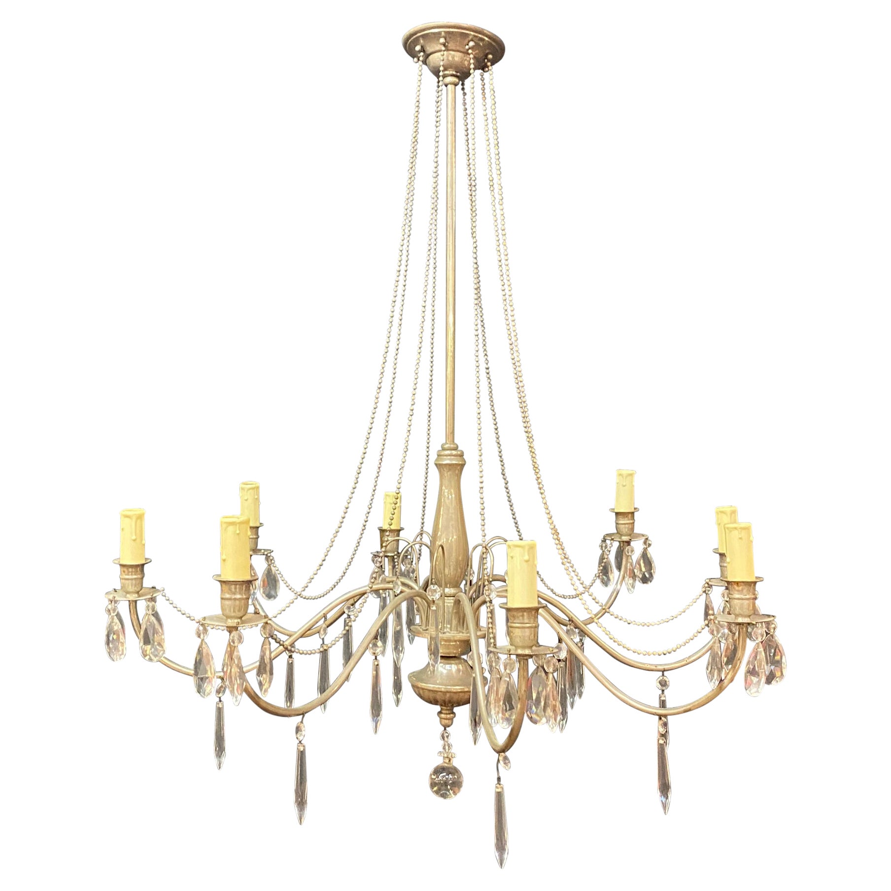 1950 Silver Metal Chandelier in the Style of Maison Jansen, in Good Condition