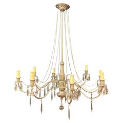 1950 Silver Metal Chandelier in the Style of Maison Jansen, in Good Condition