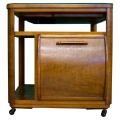 Vintage Art Deco Incorporall Walnut Drinks Trolley Cabinet Coffee Table, 1930s