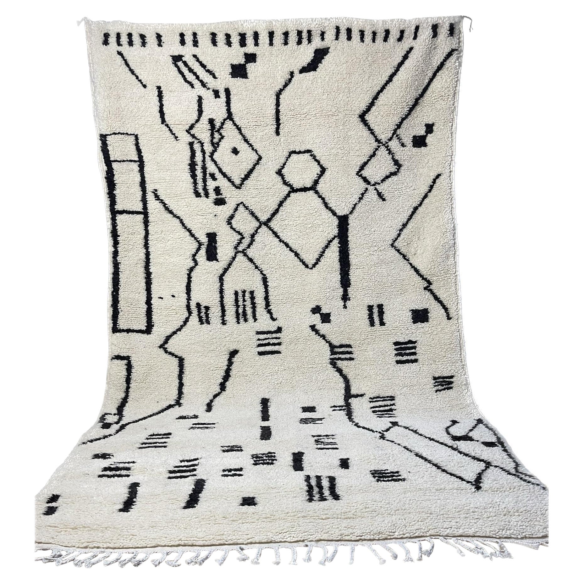 Modern Beni Ourain Rug Handmade Natural Wool For Sale at 1stDibs